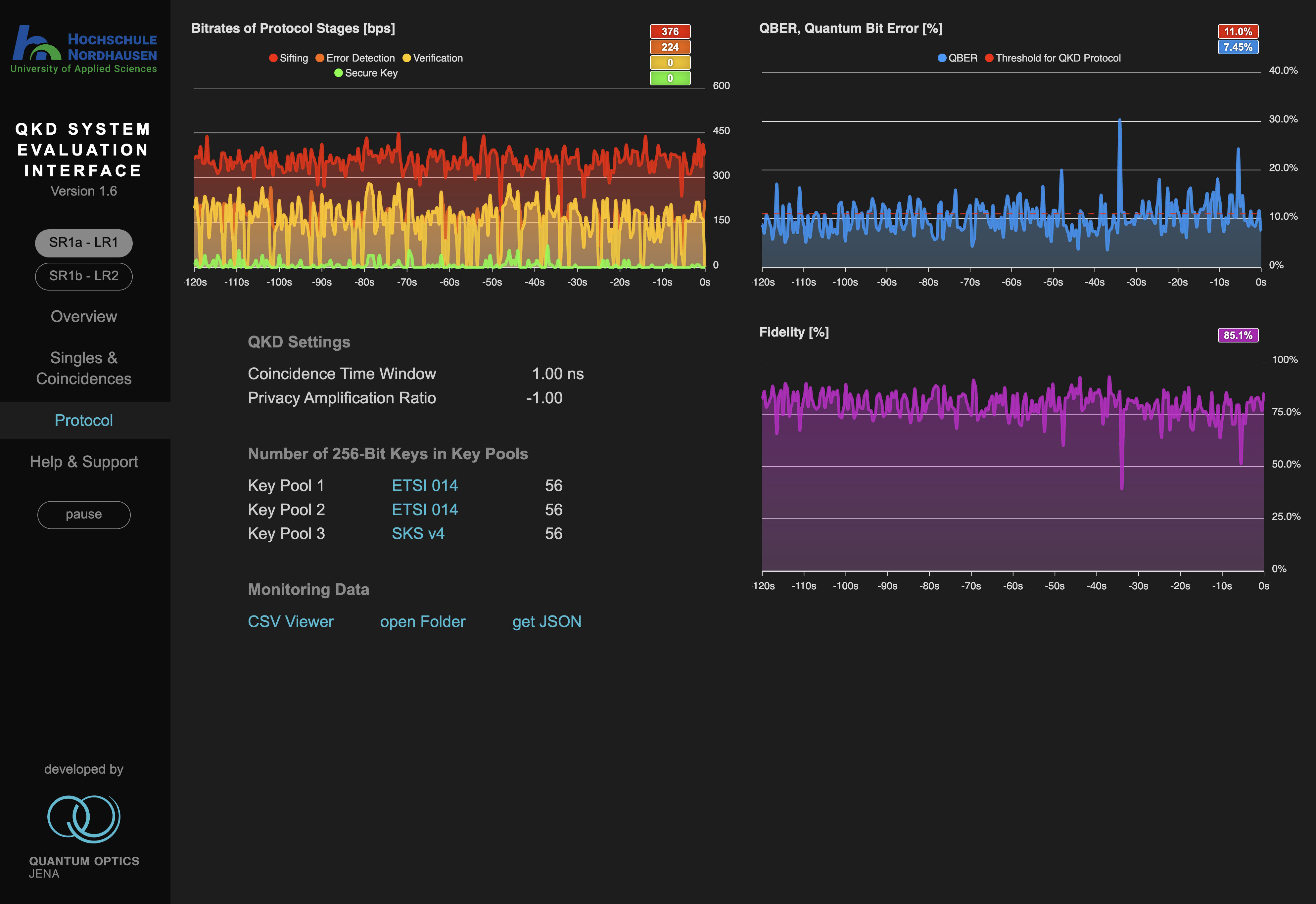 QOJ Webinterface showing keys being generated